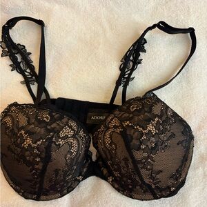 Adore Me Black Lace Bra with Intricate Design